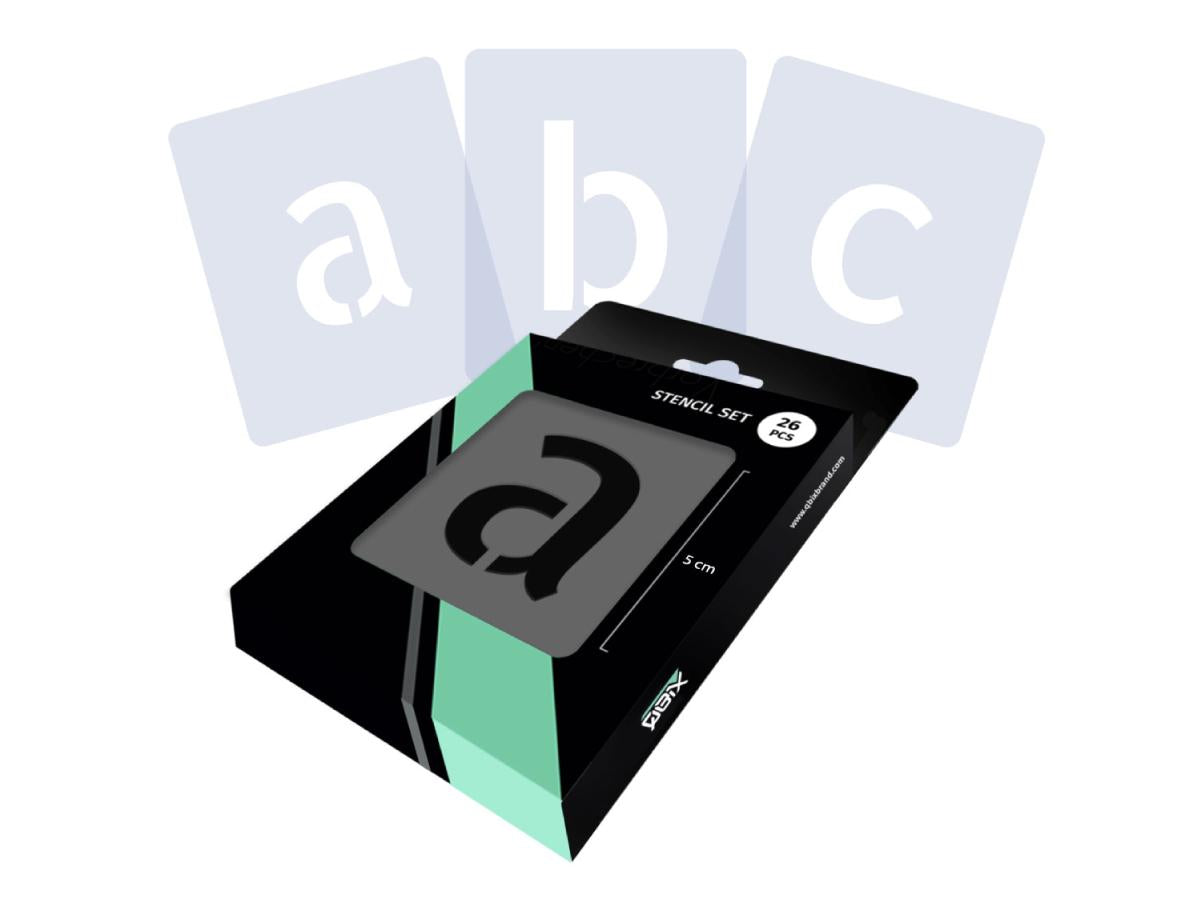 Letter stencil set Lower Case 5 cm hoog 26 stuks Qbix