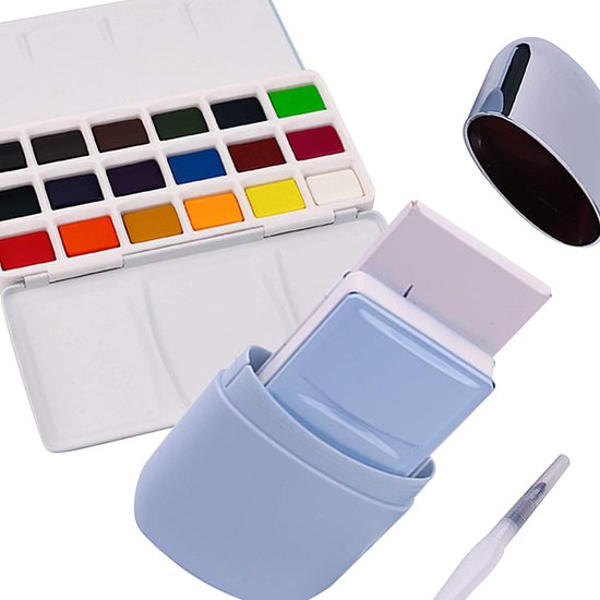 Miya HIMI Solid Aquarelverf Set 18 Kleuren in box Blauw