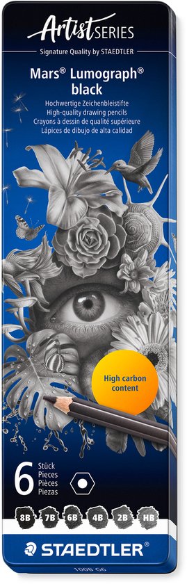Set Potloden Staedtler Mars Lumograph Black x6 8B-HB