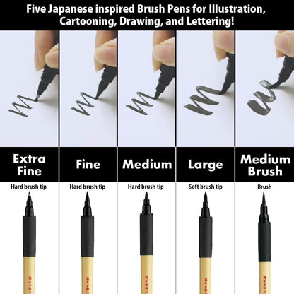 Kuretake Bimoji Fude Pen zwarte inkt, hard extra fijn brush