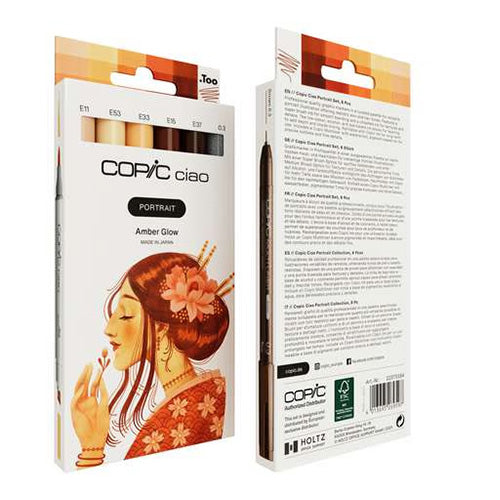 Copic Ciao Portrait Set, Amber Glow, 5 kleuren + multiliner