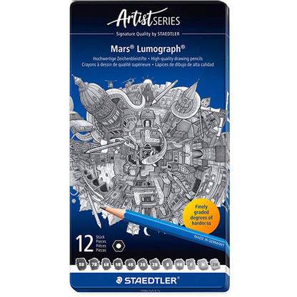 Set Potloden Staedtler Mars Lumograph x12 8B-2H