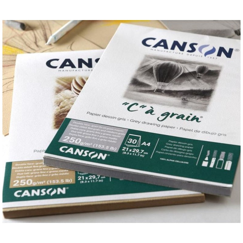 Canson C' a Grain A4 250 gr. Tekenblok gelijmd 30 vel Okergeel