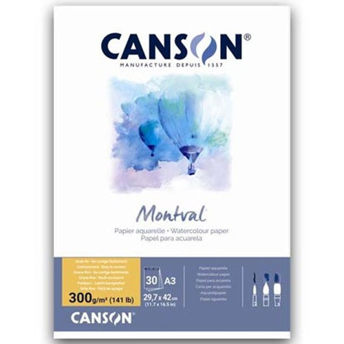 Aquarelpapier 300 gr. 24,2x29,7cm(A3) Jumbo Blok 30 vel! Canson type: Montval