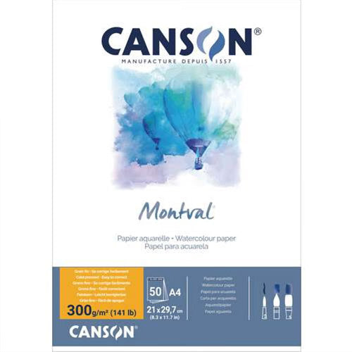 Aquarelpapier 300 gr. 21x29,7cm(A4) Jumbo Blok 50 vel! Canson type: Montval