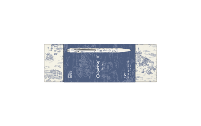 Limited Edition set BallPoint + Mechanish Potlood Caran D'ache 849 Toile de Jouy wit en blauw