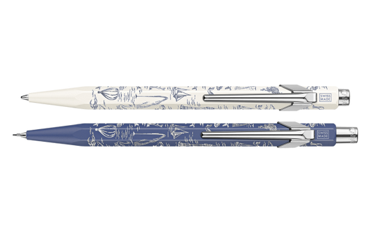 Limited Edition set BallPoint + Mechanish Potlood Caran D'ache 849 Toile de Jouy wit en blauw