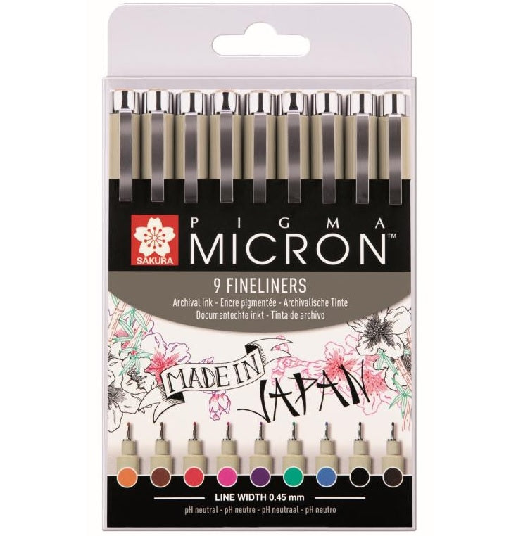 Pigma Micron 9 set 05 Fineliners GEKLEURD Sakura