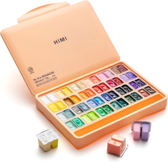 HIMI Gouache Set 48 kleuren in box peach
