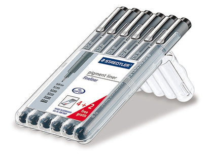 Set fineliners Staedtler 6 stuks met Darwi Schetsboek A5