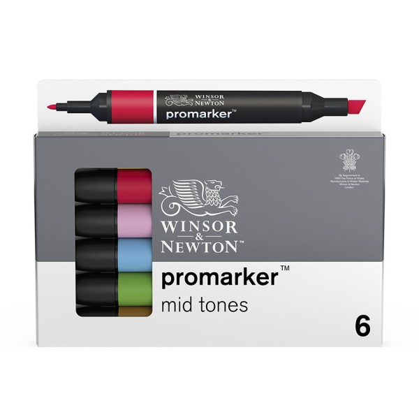 Promarker set 6 Mid Tones Winsor & Newton