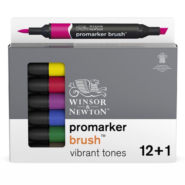 Winsor & Newton ProMarker Brush, Set of 12, Vibrant Tones